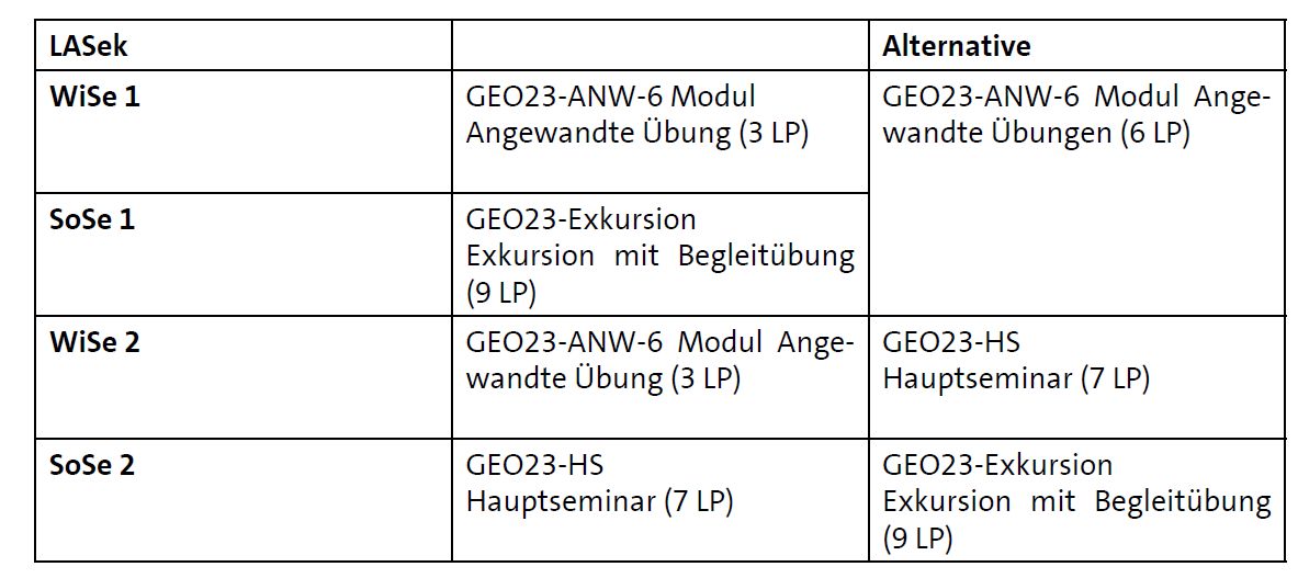 Studienplan Geographie LASek Master