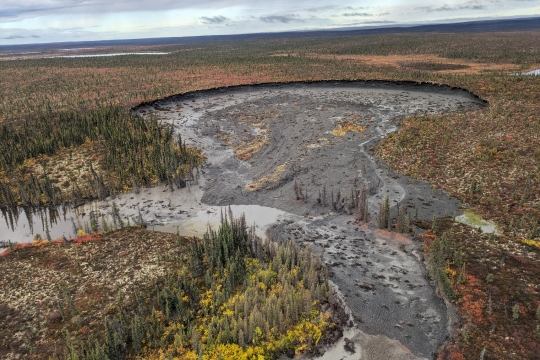 Thawed permafrost area
